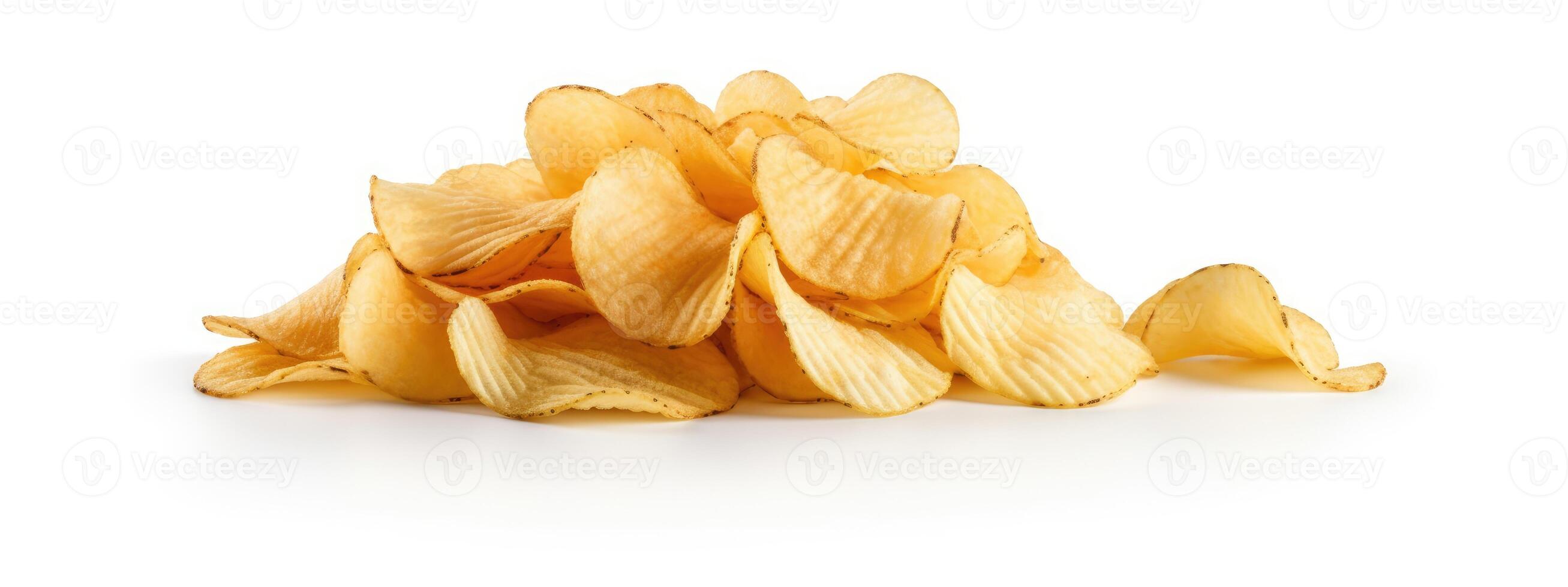 ai generiert Kartoffel Chips isoliert auf Weiß Hintergrund. foto