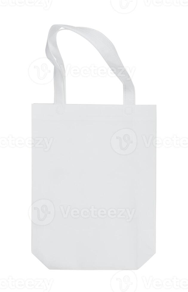 Weiß Tasche Tasche spotten oben isoliert auf Weiß Hintergrund foto