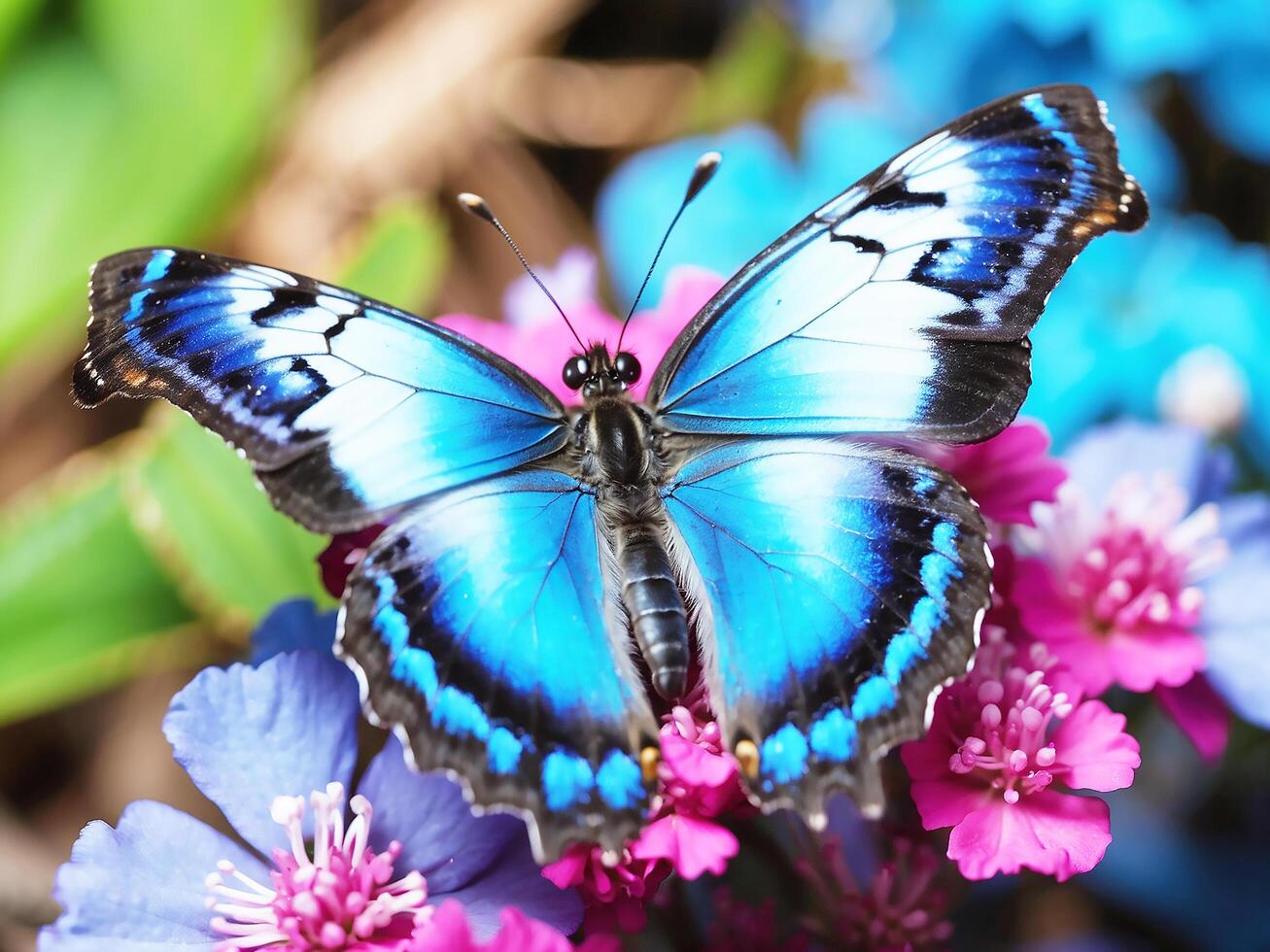 ai generiert Nahansicht Schuss von ein schön Schmetterling foto