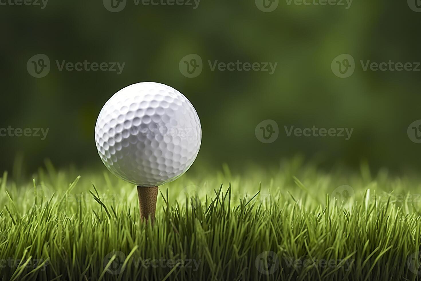 ai generiert Weiß Golf Ball auf hölzern Tee mit Gras. generativ ai foto