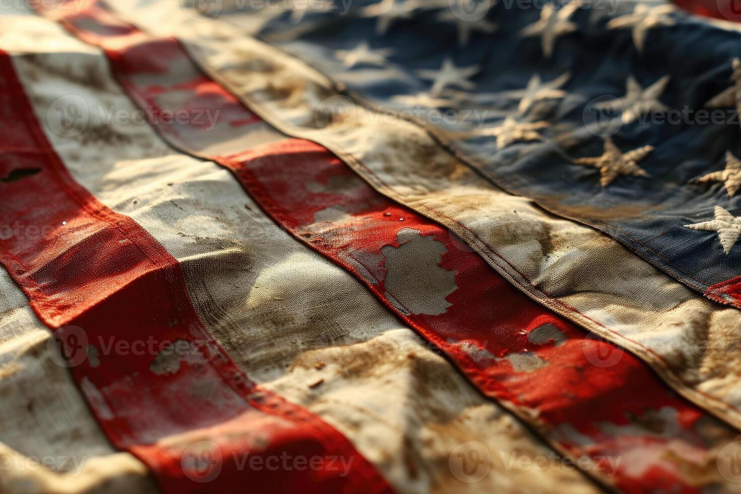 ai generiert Jahrgang amerikanisch Flagge. 4 .. von Juli amerikanisch Unabhängigkeit Tag foto