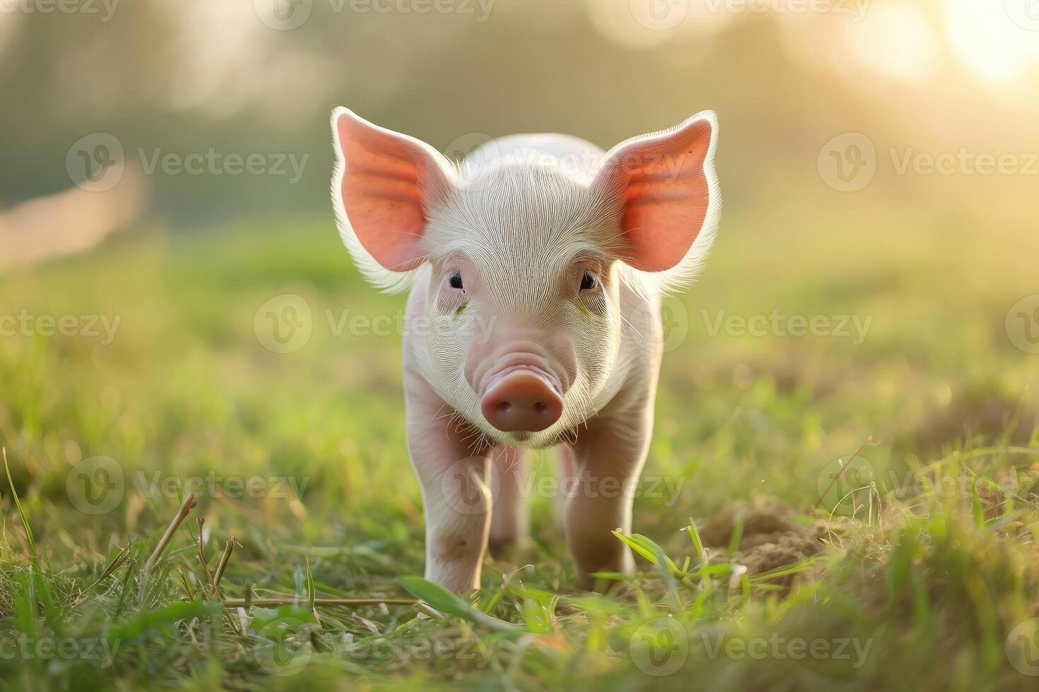 ai generiert süß Ferkel im Bauernhof. glücklich und gesund klein Schwein. Vieh Landwirtschaft. foto