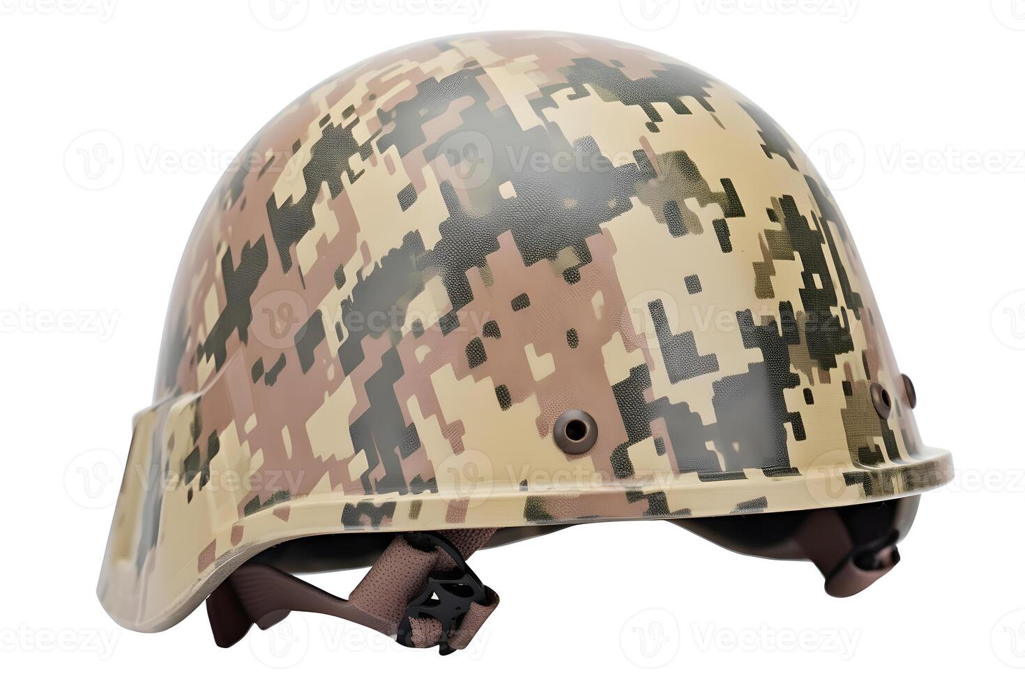 ai generiert 20 Jahrhundert Kampf Infanterie Helm auf Weiß Hintergrund, neural Netzwerk generiert Bild foto