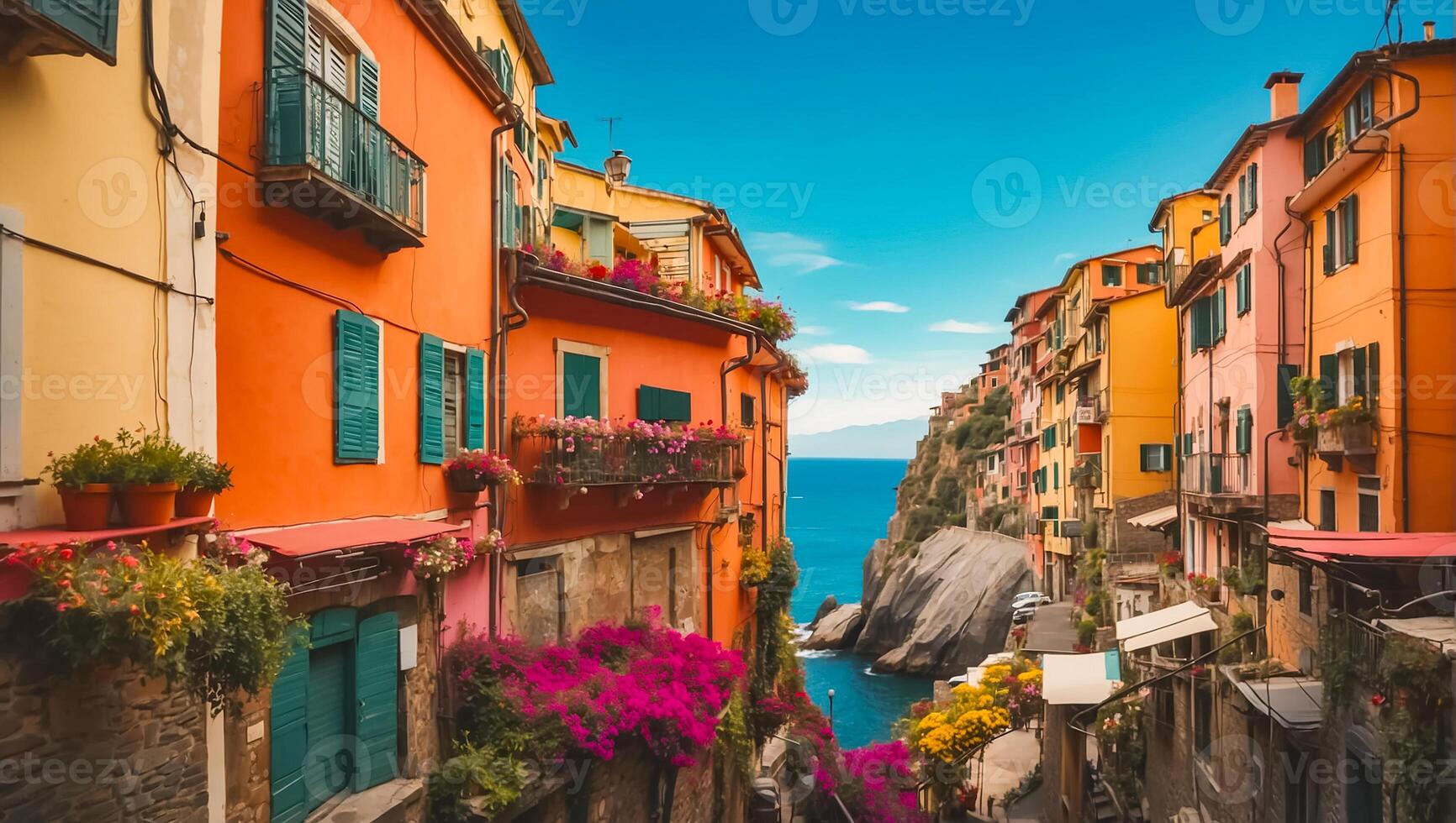 ai generiert schön Straße cinque terre Italien foto