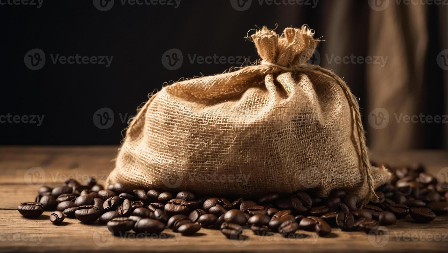 ai generiert Tasche von Kaffee Bohnen im das Küche foto