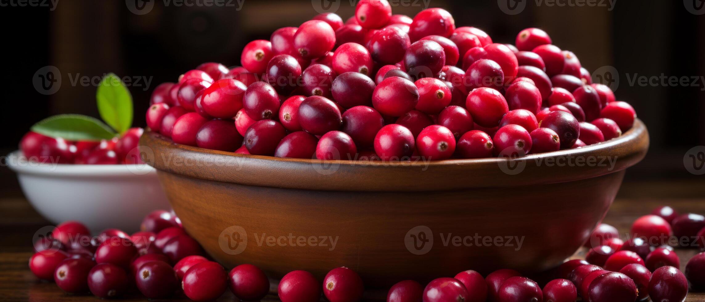 ai generiert beschwingt Preiselbeeren im ein Schüssel. foto