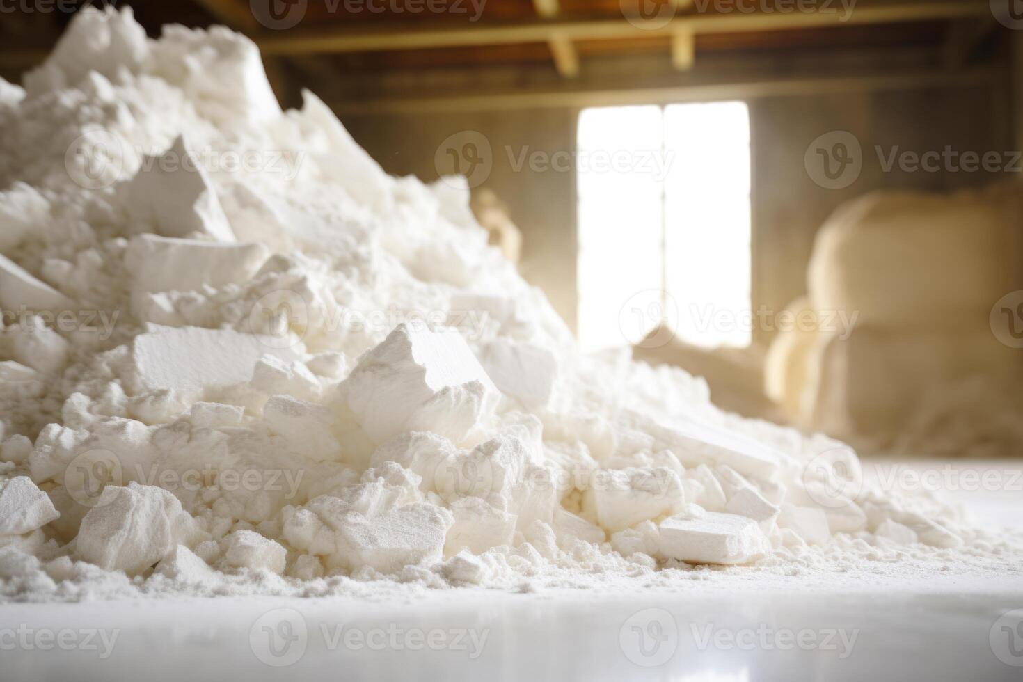 ai generiert ein Papier Produktion Linie beim ein Abfall Papier Recycling Fabrik. Fruchtfleisch und Papier Mühle foto