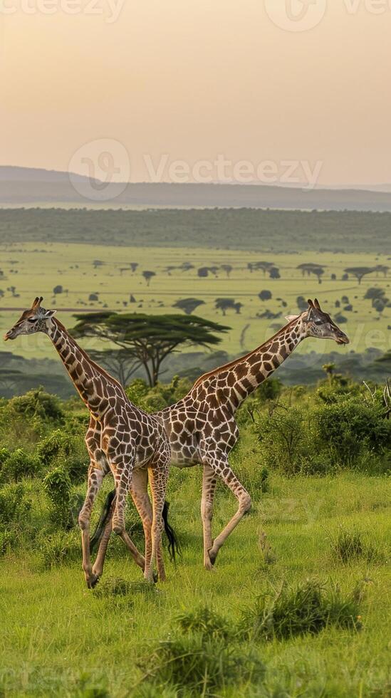 ai generiert Foto Giraffe im natürlich Umgebung Grün Urwald ai generiert