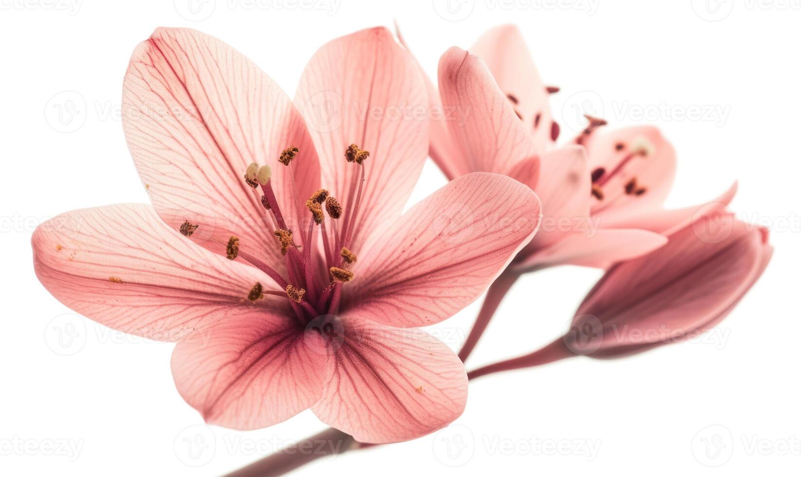 ai generiert Rosa Blume isoliert auf Weiß Hintergrund ausgeschnitten. Nahansicht. foto