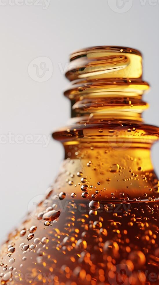 ai generiert Nahansicht Porträt von ein Honig Flasche gegen Weiß Hintergrund, Hintergrund Bild, ai generiert foto
