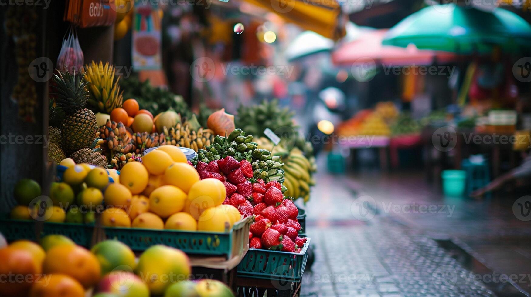 ai generiert lokal Markt Entdeckung, Vitrine ein Reisender erkunden ein beschwingt lokal Markt, Hintergrund Bild generativ ai foto