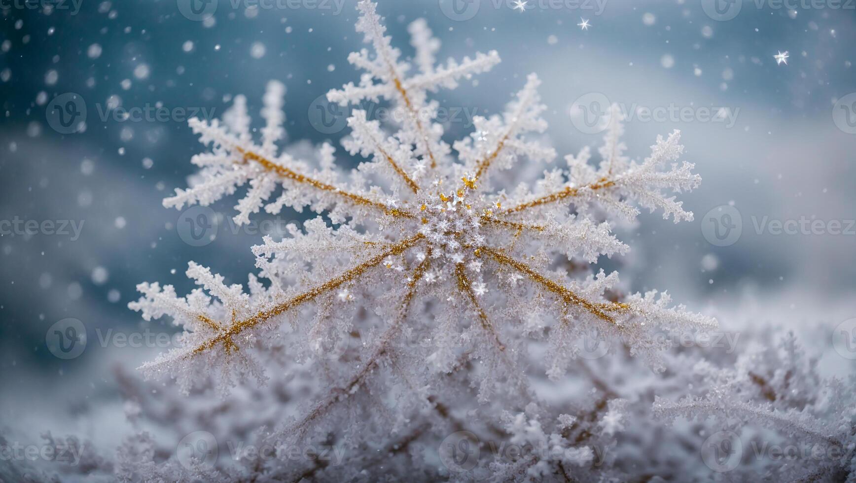 ai generiert Schön, Schneeflocke, Nahaufnahme, foto