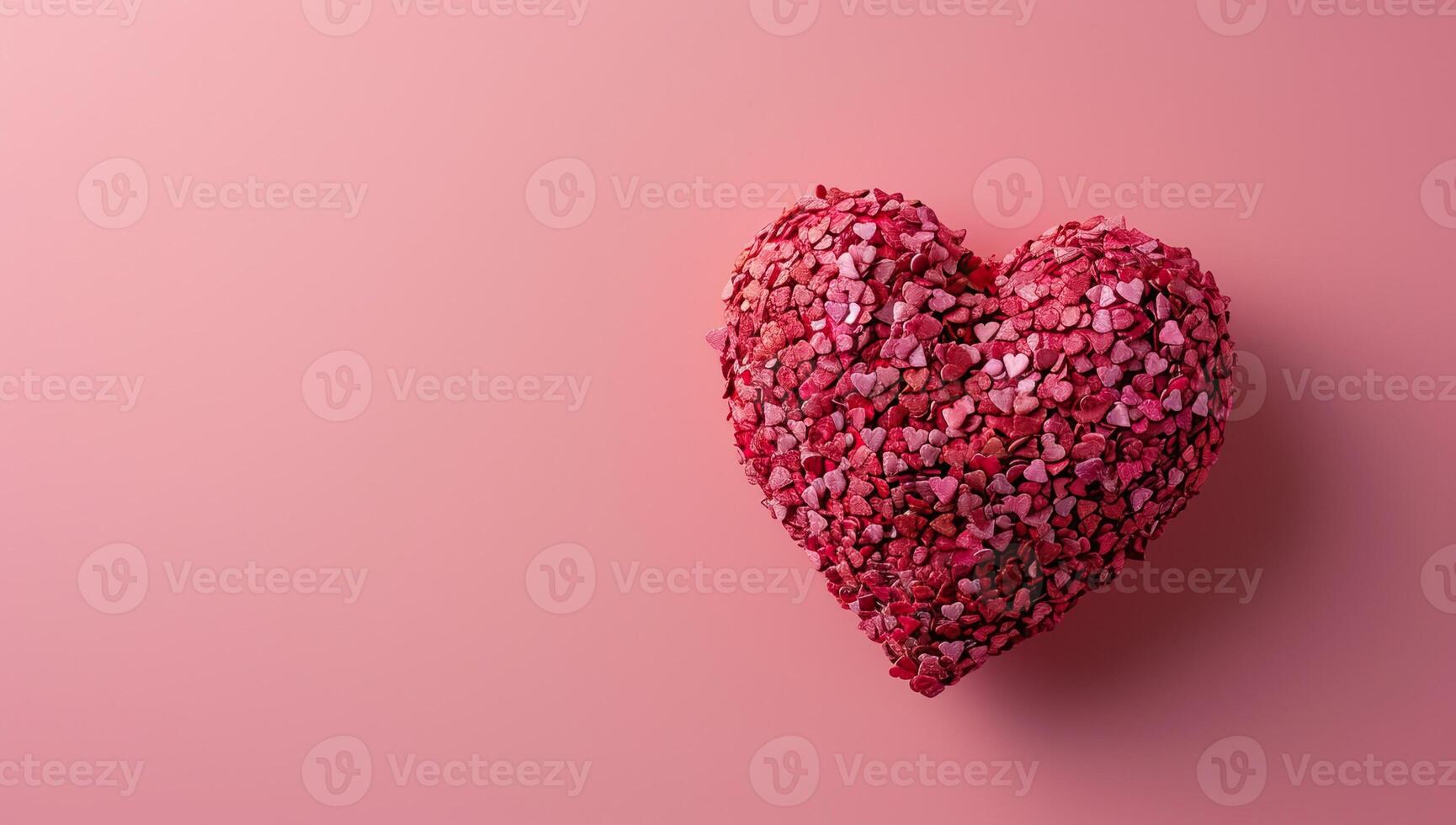 ai generiert texturiert Herz gestalten auf ein Sanft Rosa Hintergrund foto