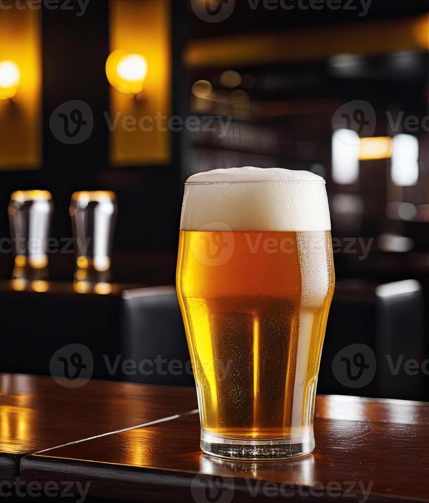 ai generiert Glas von Licht Bier foto