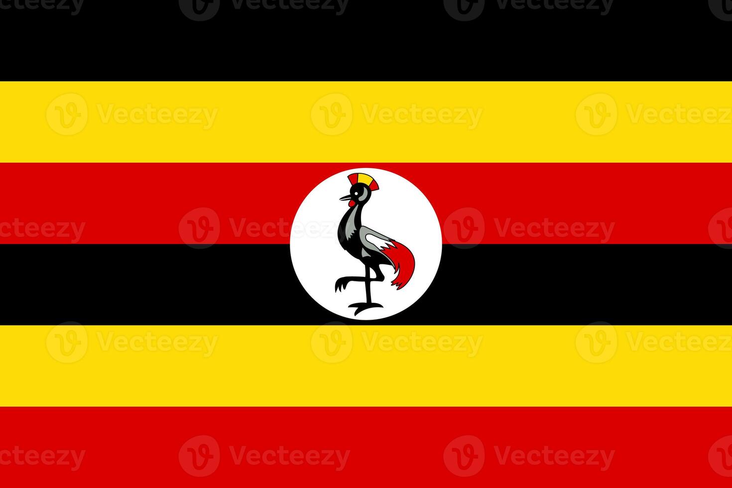 das offiziell Strom Flagge von Republik von Uganda. Zustand Flagge von Uganda. Illustration. foto