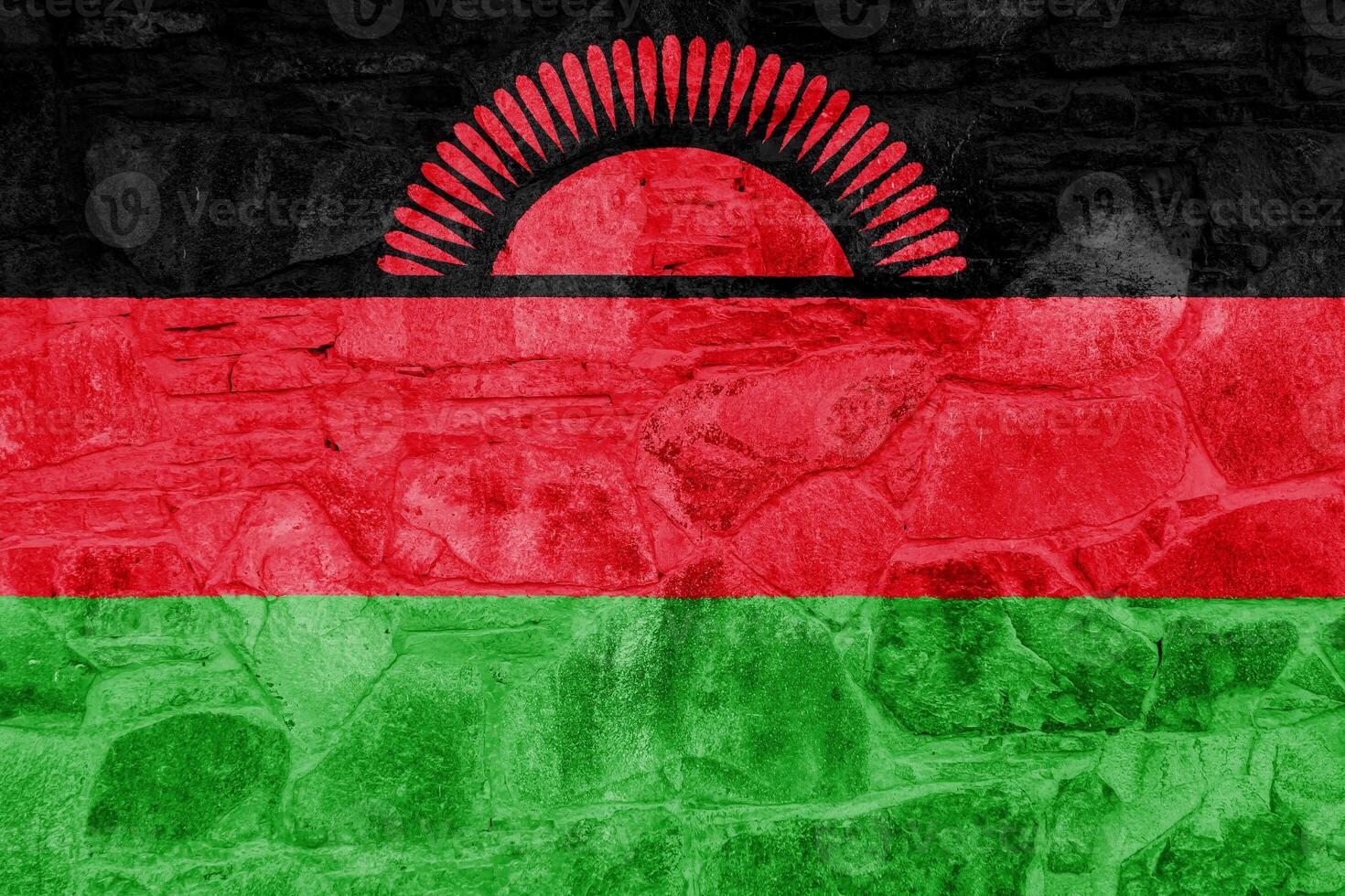 Flagge von Republik von Malawi auf ein texturiert Hintergrund. Konzept Collage. foto