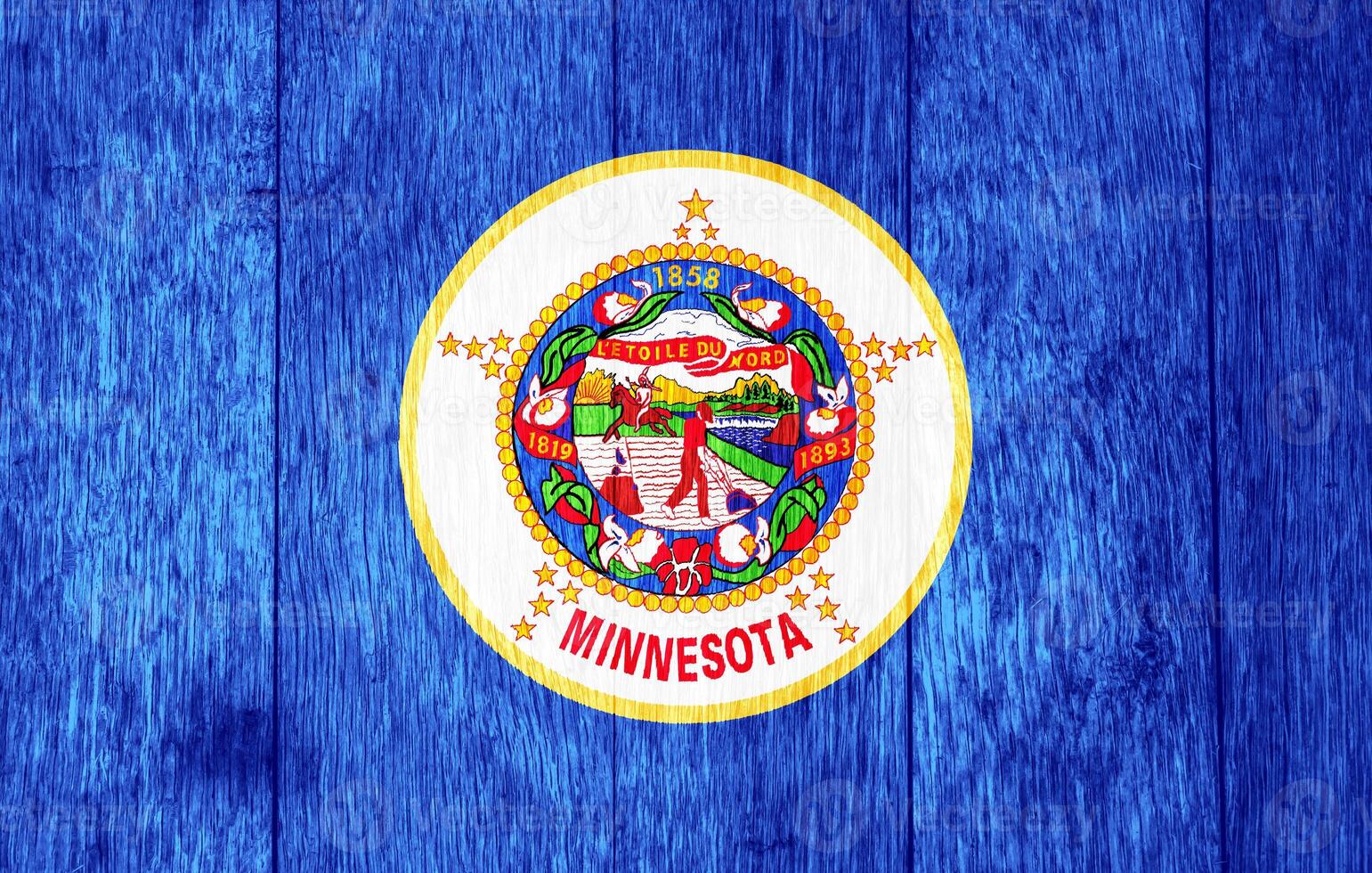 Flagge von Minnesota Zustand USA auf ein texturiert Hintergrund. Konzept Collage. foto