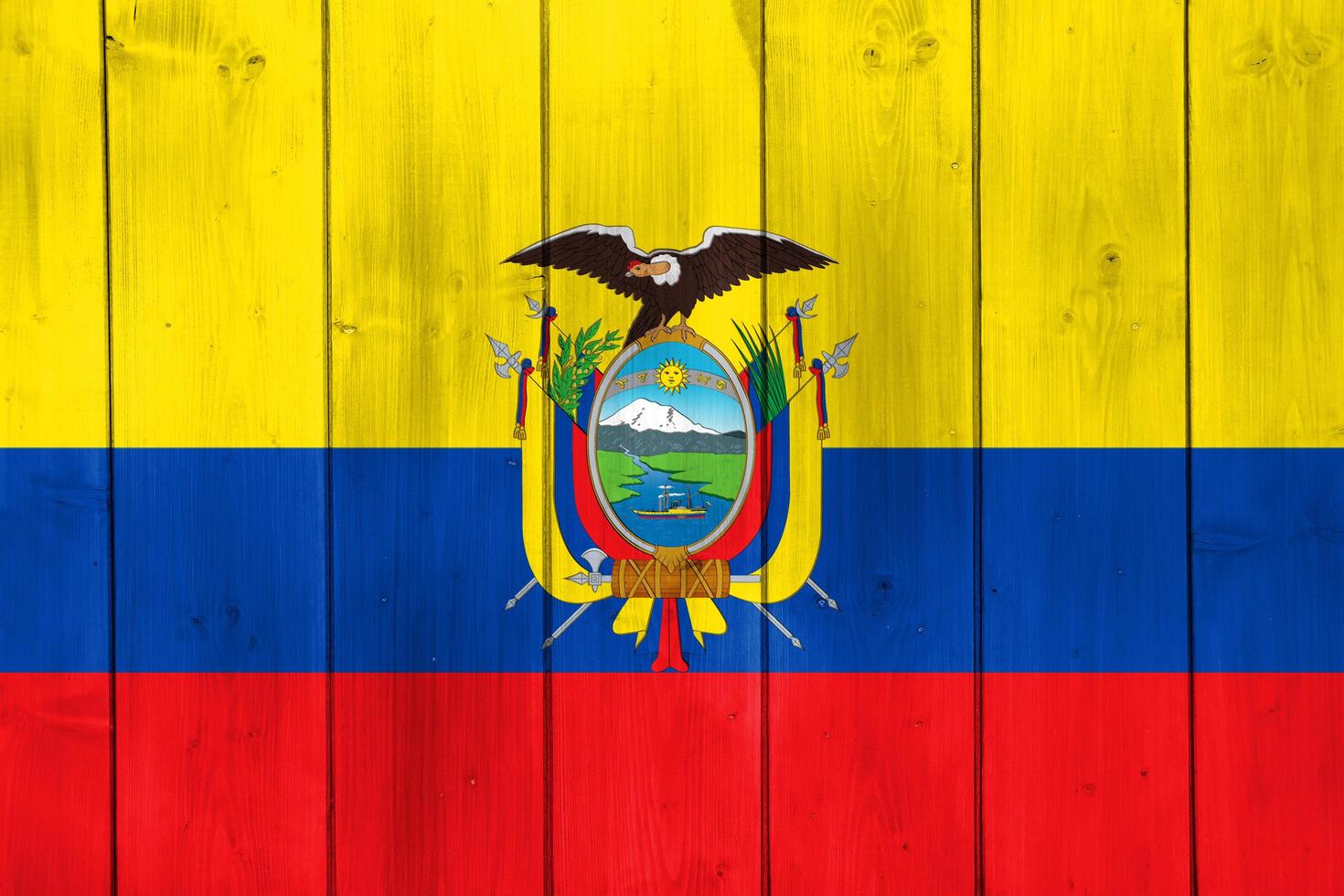 Flagge von Republik von Ecuador auf ein texturiert Hintergrund. Konzept Collage. foto