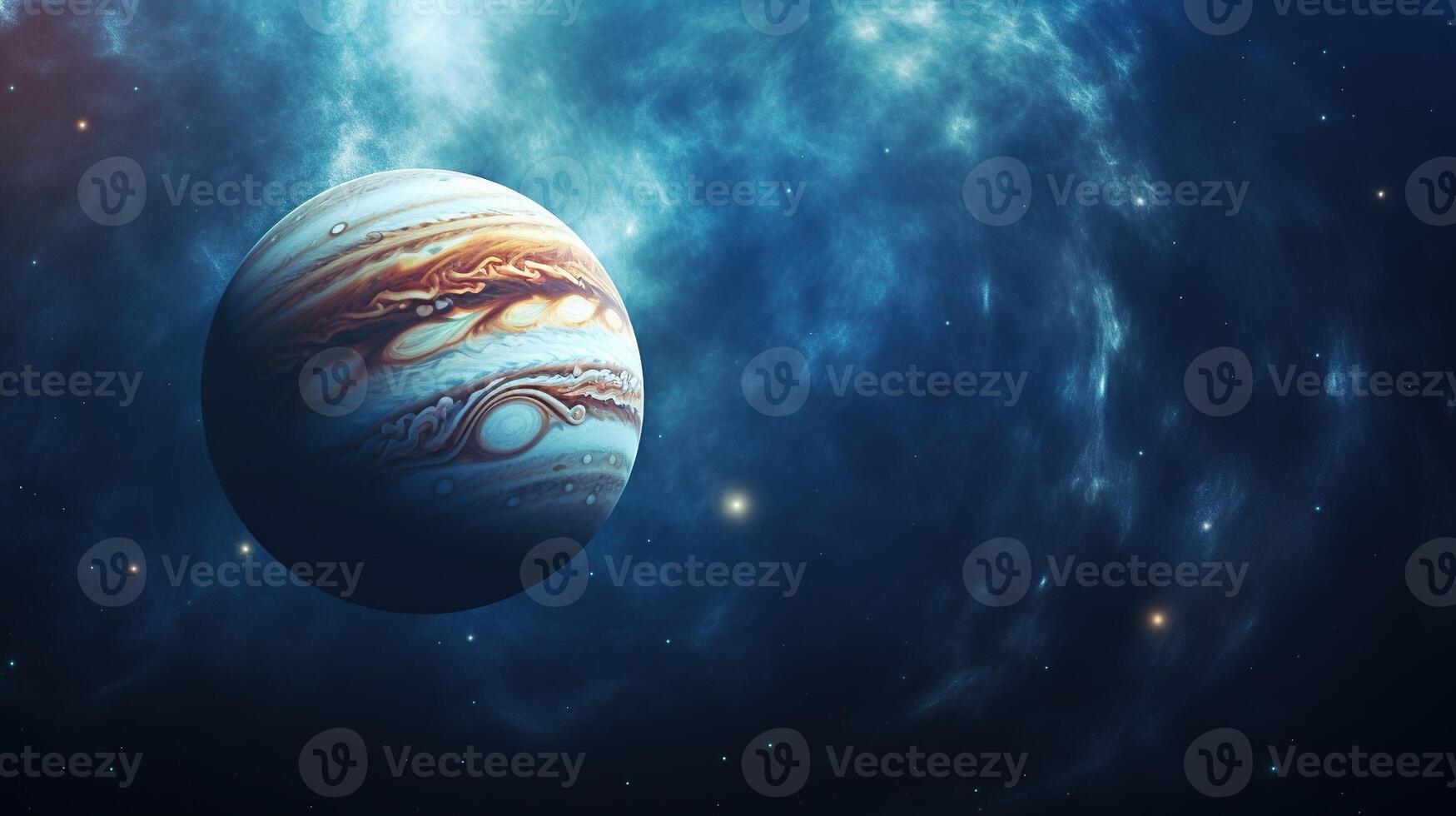 ai generiert Jupiter Planet im Raum. himmlisch, kosmisch, Solar- System, Astronomie, Universum, galaktisch, planetarisch foto