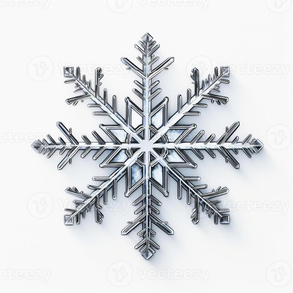 ai generiert schön detailliert Schneeflocke auf Weiß Hintergrund. Winter, Schnee, gefroren foto