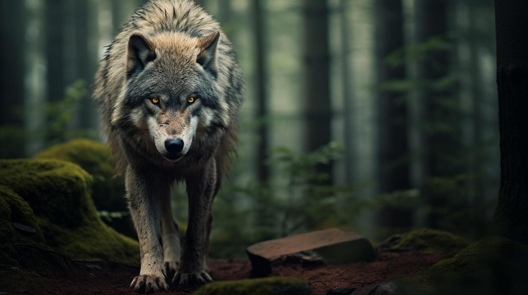 ai generiert Wolf hoch Qualität Bild foto