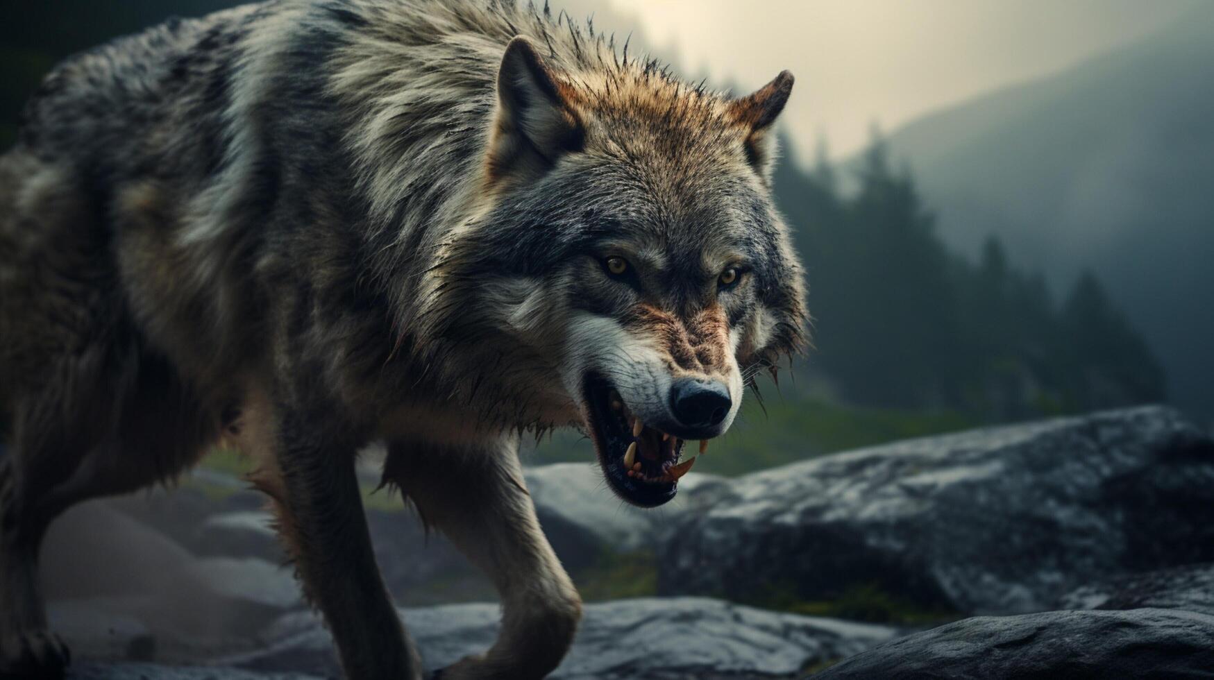 ai generiert Wolf hoch Qualität Bild foto