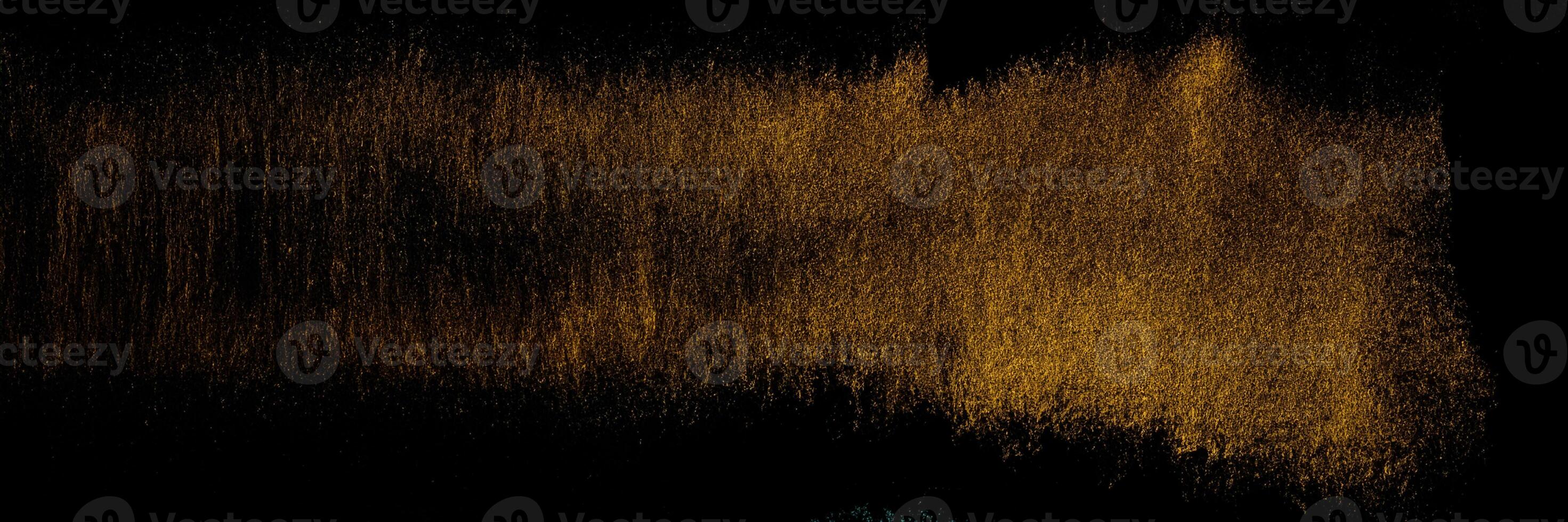 golden Spuren von ein Schlaganfall mit ein Acryl Farbe mit ein Kunst Bürste auf ein schwarz Hintergrund. foto