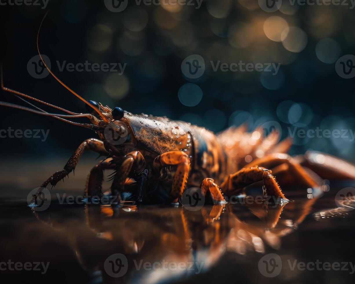 ai generiert Nahansicht von ein Fehler auf ein Oberfläche. ein schließen oben von ein Fehler auf ein Oberfläche foto