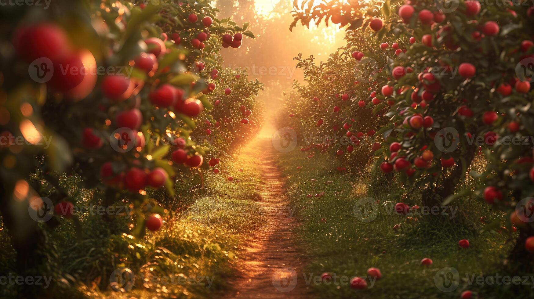 ai generiert üppig Pflaume Obstgarten mit Geäst geschmückt im reif, samtig Früchte, ai generiert foto