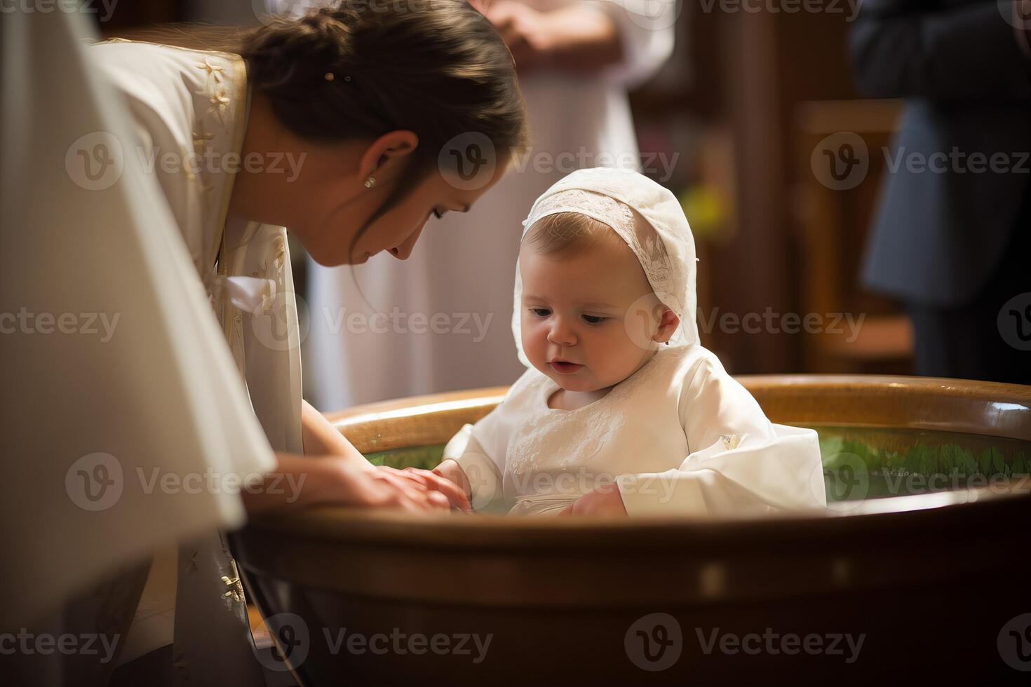 ai generiert Mädchen Taufe Kirche. generieren ai foto