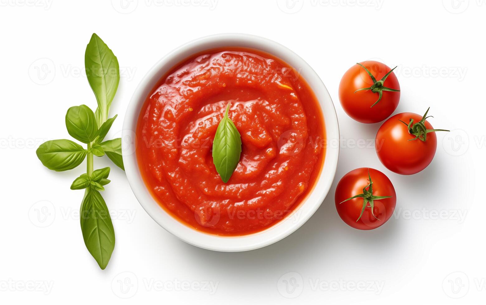 ai generiert Soße Ideal mit Gemüse Tomate isoliert auf Weiß Hintergrund foto