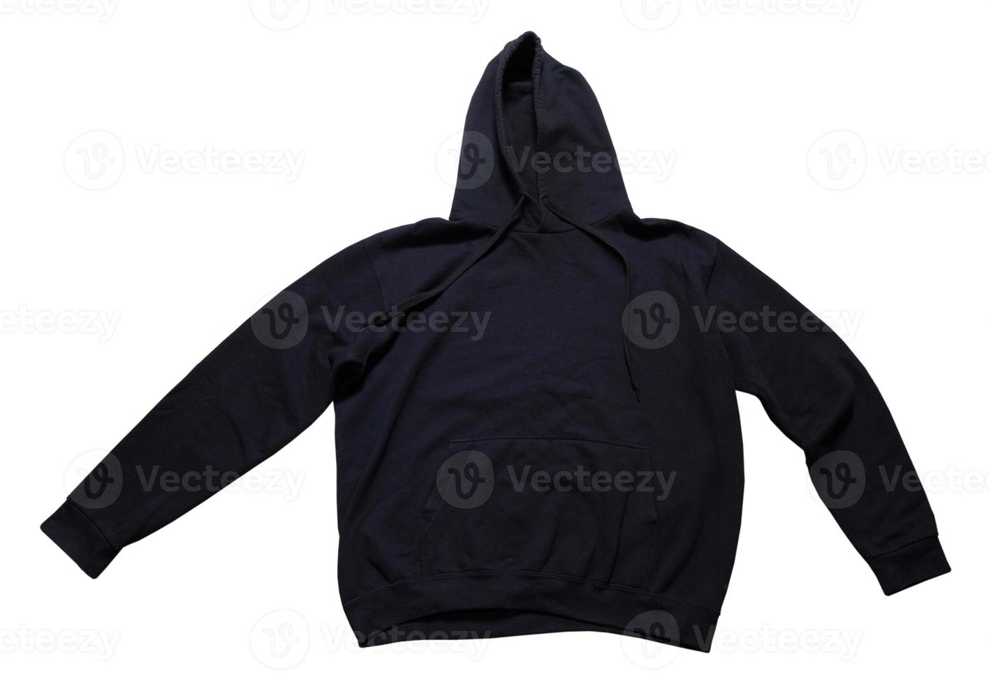 schwarzer Hoodie Mock-up isoliert auf weißem Hintergrund foto