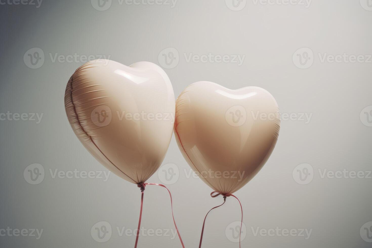 ai generiert zwei Weiß Helium Herzen Luftballons. generieren ai foto