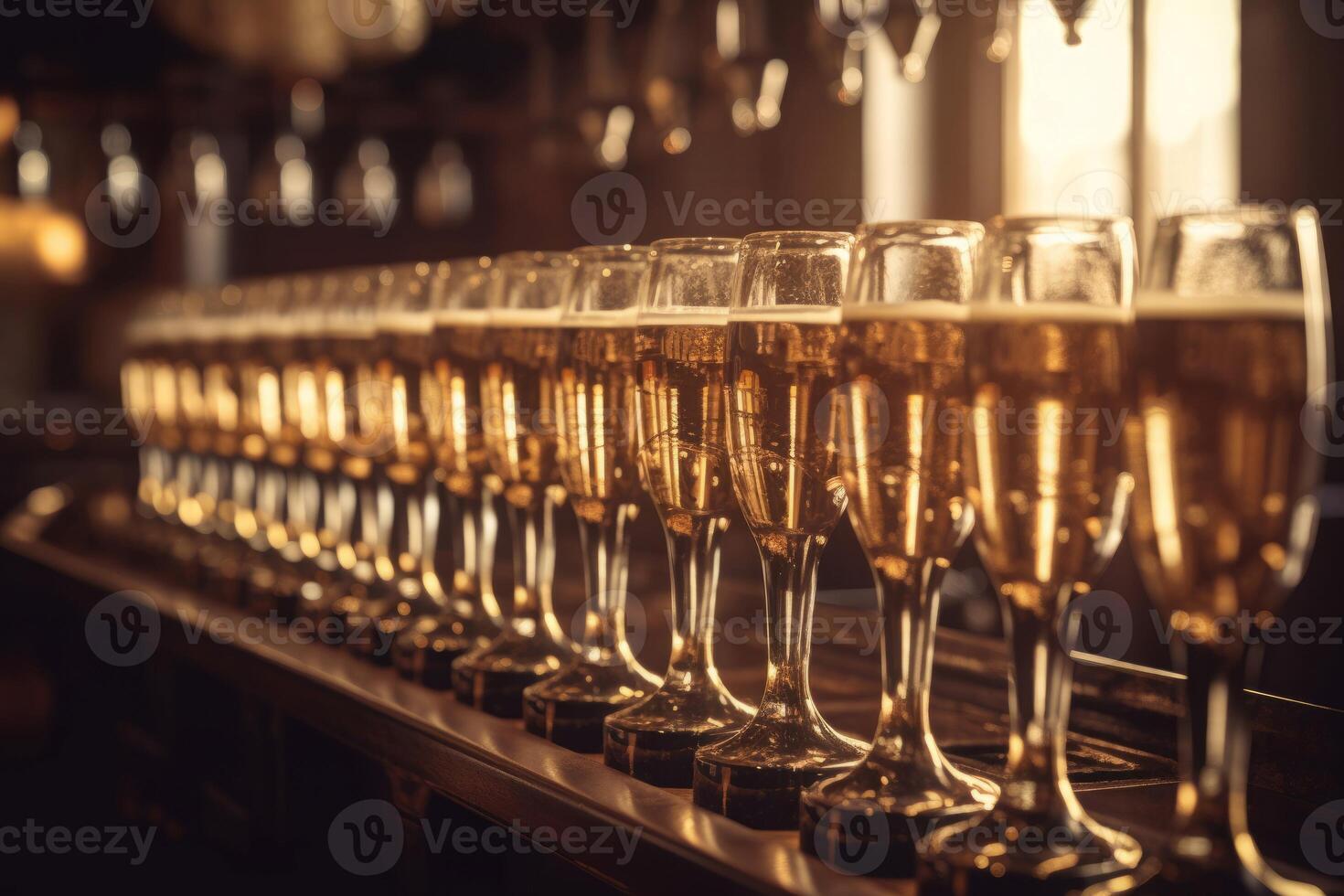 ai generiert Bier Reihe Wasserhähne Glas. generieren ai foto