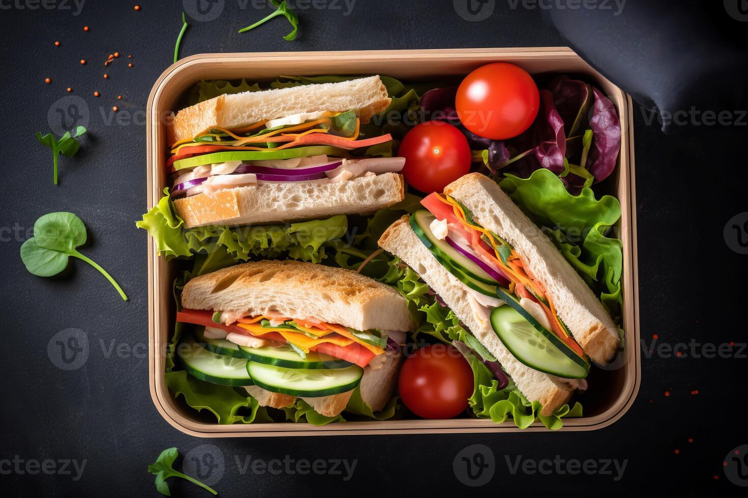 ai generiert Mittagessen Box Sandwich. generieren ai foto