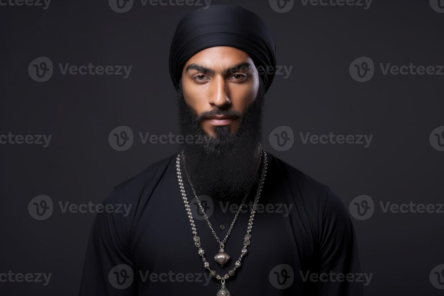 ai generiert betend Muslim Mann mit heilig Halskette. generieren ai foto