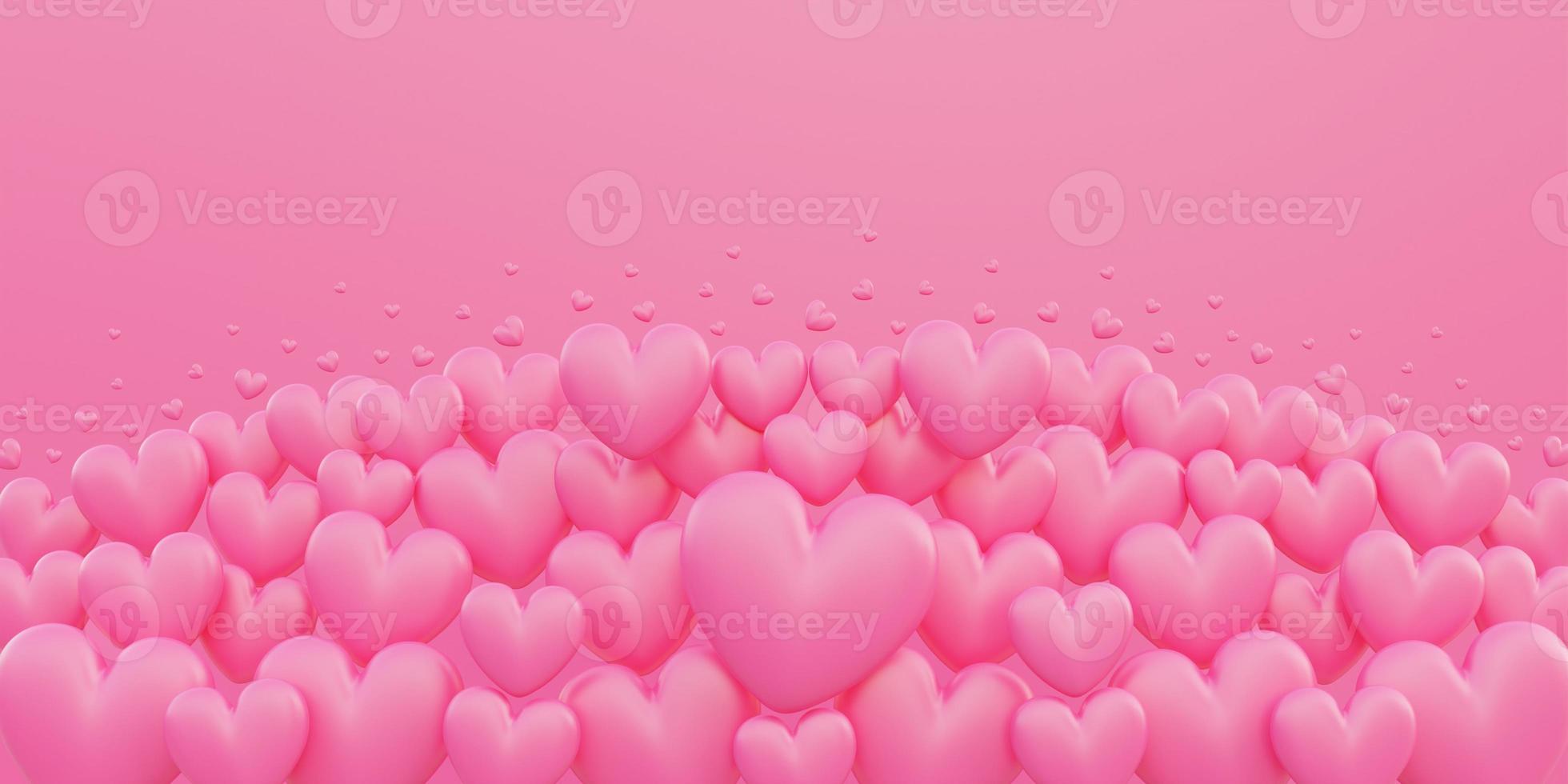 Valentinstag, Liebeskonzept, rosa 3D-Herzform-Überlappungshintergrund foto