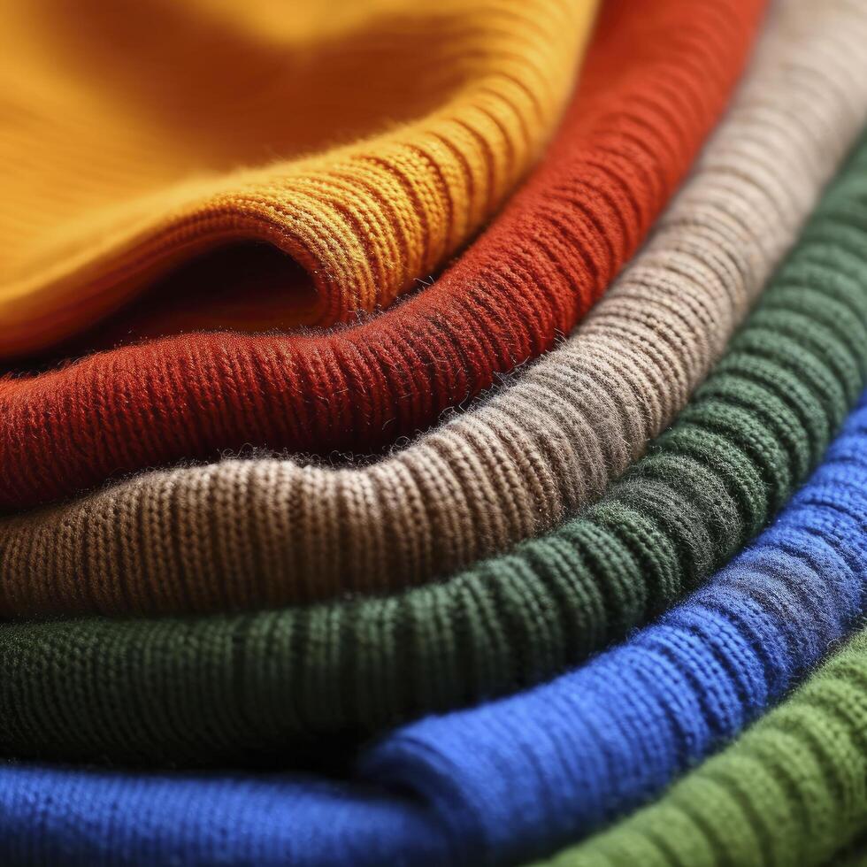 ai generiert Sweatshirt Basic Stil multi Farbe Stapel oben Halsband Sweatshirt foto