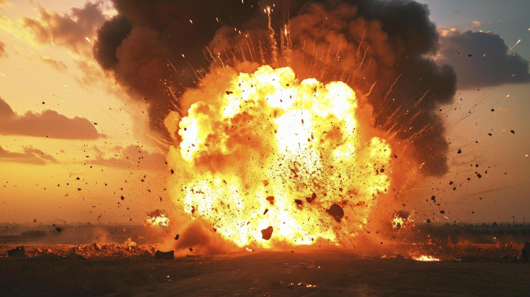 ai generiert das Explosion passierte beim das Schlacht Boden foto