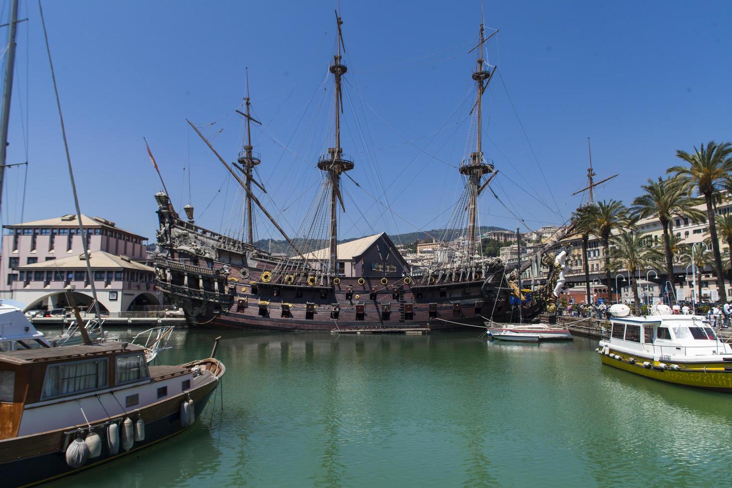 Genua, Italien, 2. Juni 2015 - Il Galeone Neptun Piratenschiff in Genua, Italien. Das Schiff wurde für den Film Roman Polanski 1986 mit dem Titel Pirates gebaut. foto