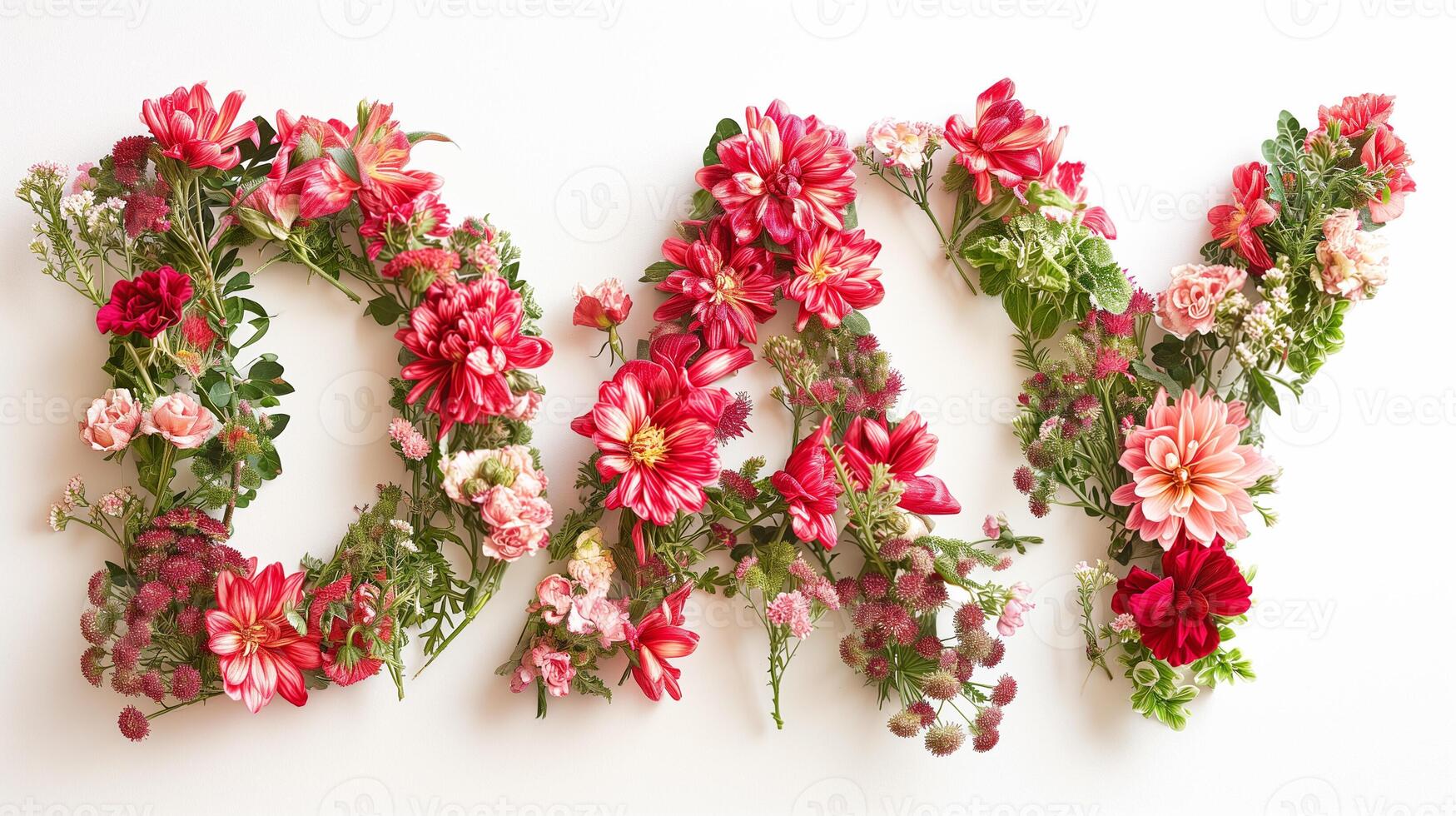 ai generiert Blumen- Liebe Botschaft auf Weiß Hintergrund foto