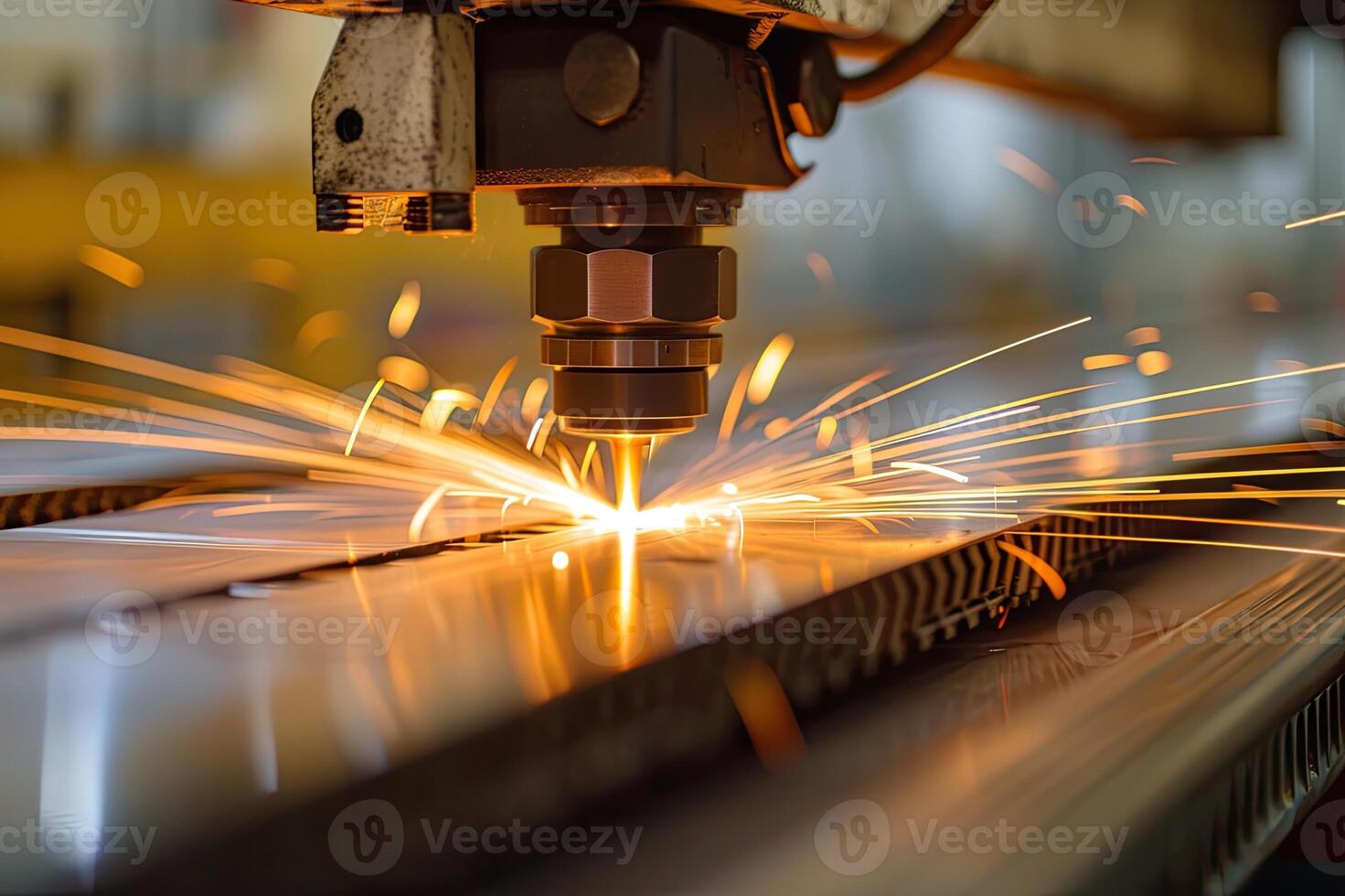 ai generiert cnc Laser- Schneiden von Metall, modern industriell Technologie foto