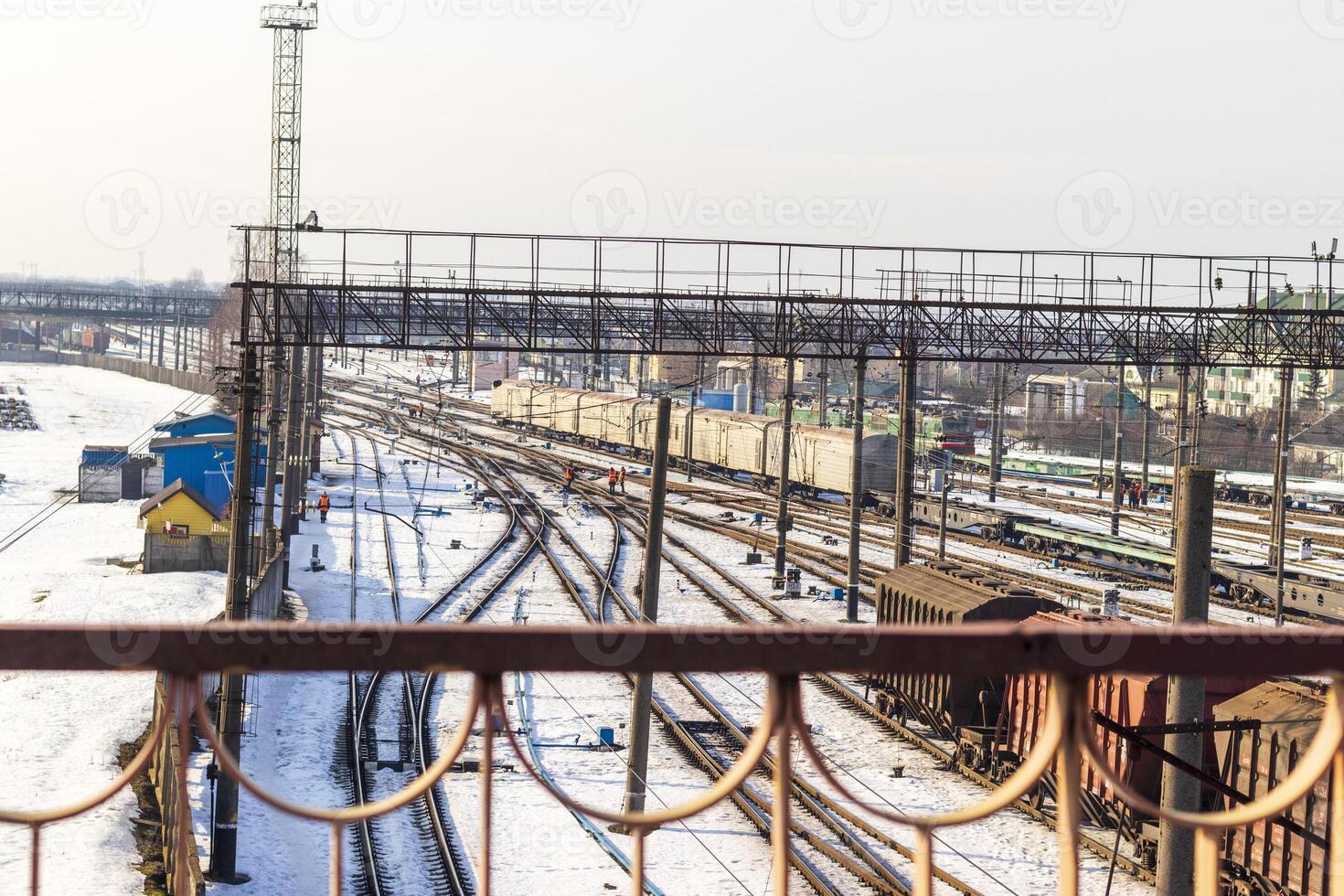 Konzept Schuss von das Eisenbahn Kutschen. städtisch foto