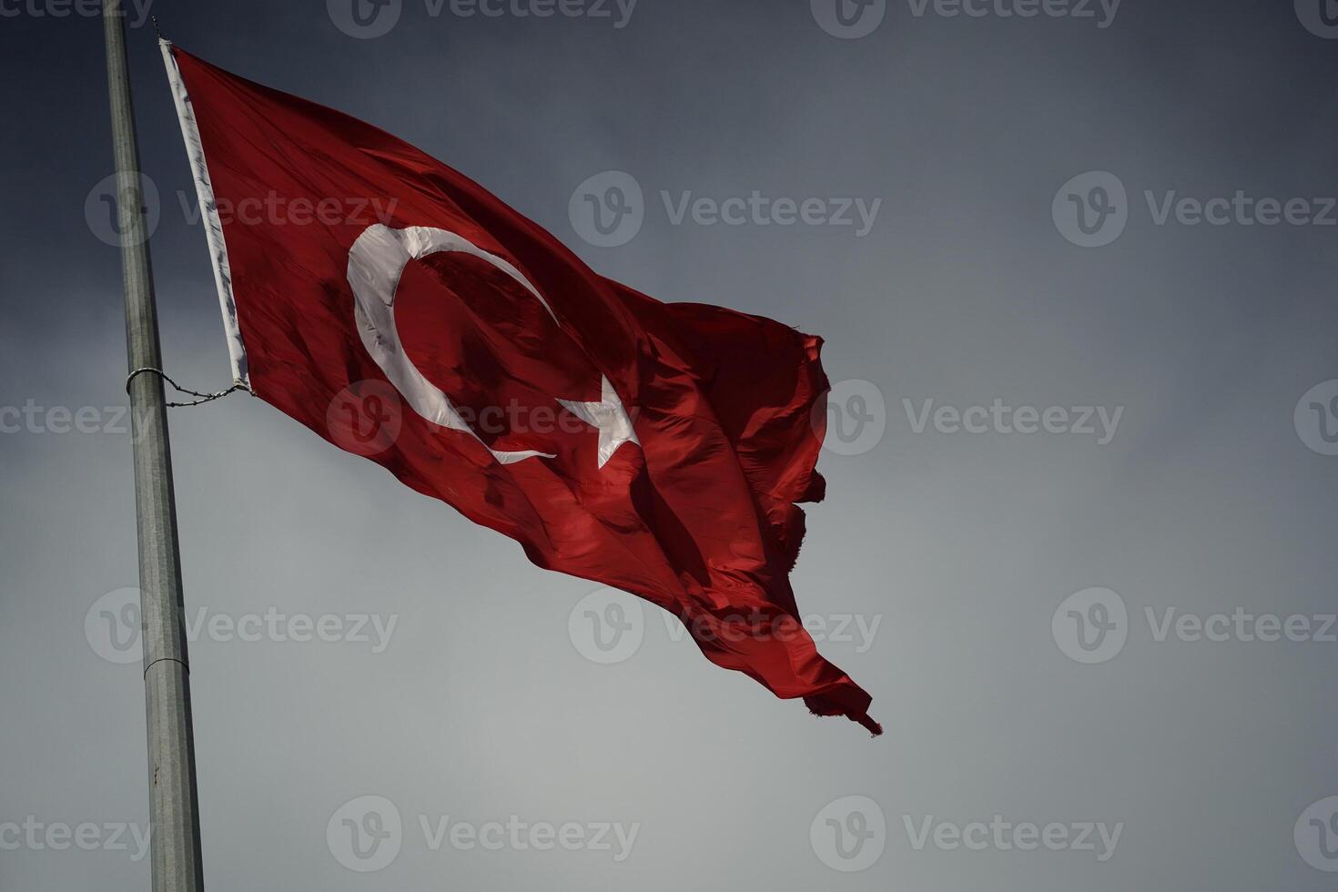 Truthahn Türkisch rot winken Flagge foto