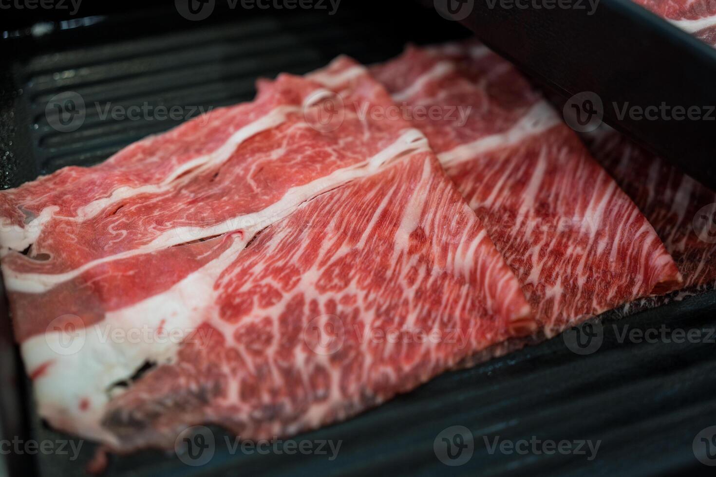 wagyu Rindfleisch Scheibe zum Shabu Shabu foto