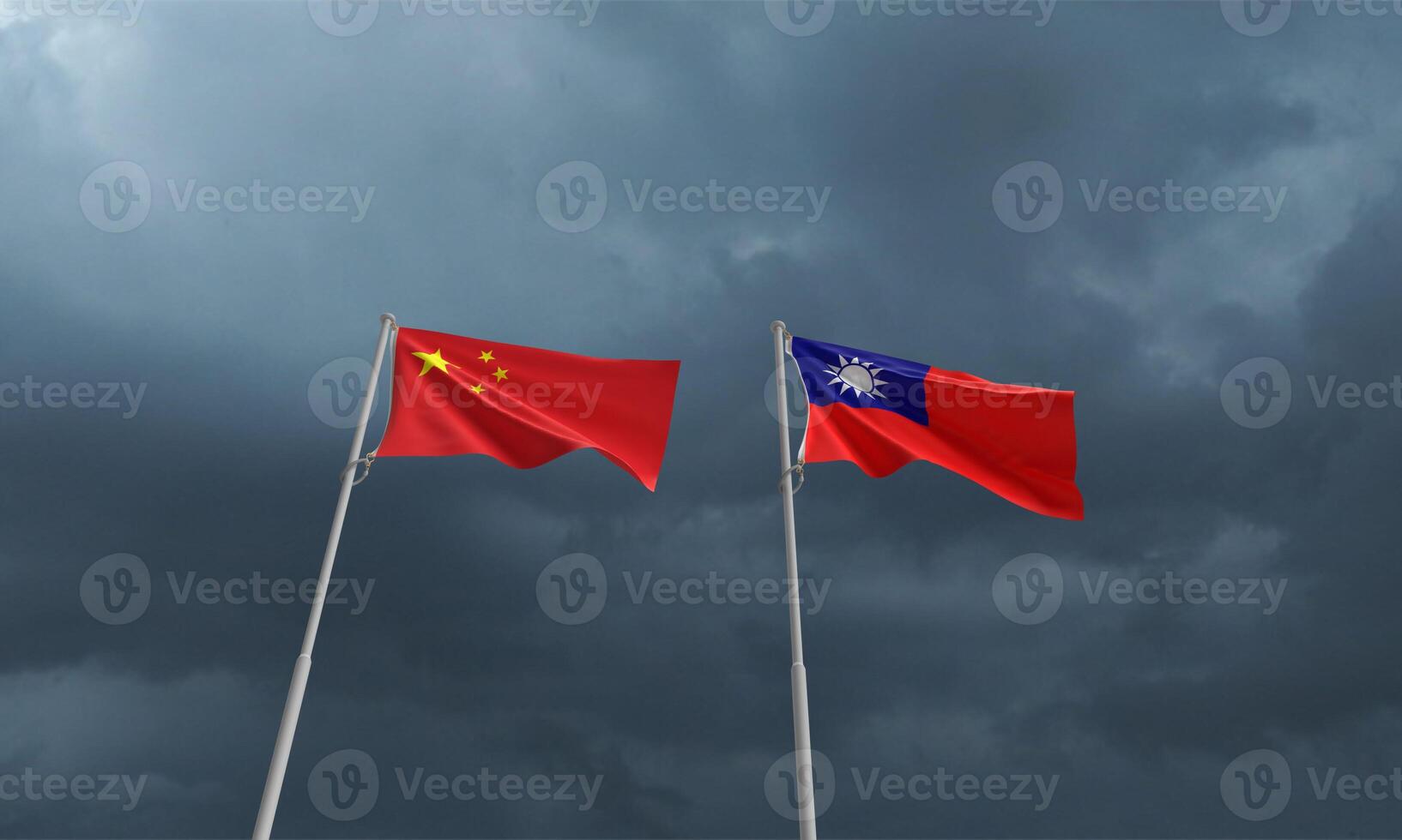 China Taiwan Taipeh Land National Flagge oben Aussicht Regen schwarz Hintergrund Konflikt Krieg Schmutziger Militär- USA vereinigt Zustand asiatisch Asien Schlacht Krise importieren Export global Sanktion Freiheit Freundschaft Chip foto
