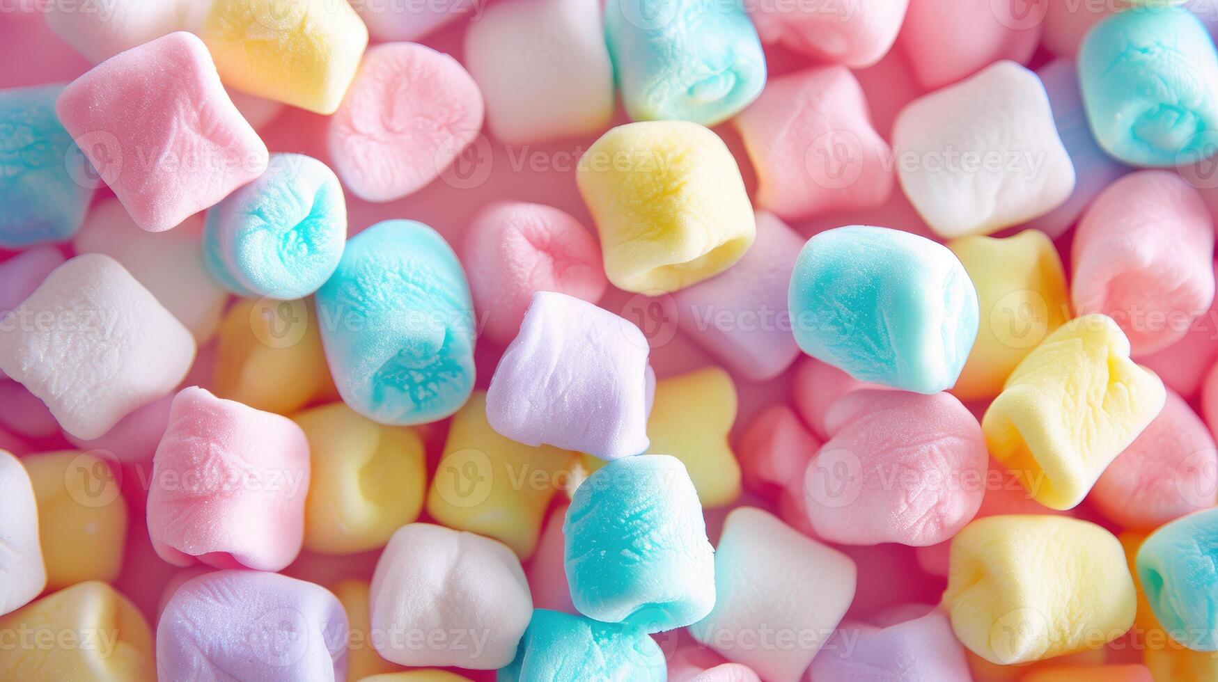 ai generiert Süss Pastell- Leckereien geschmückt mit bunt Süßigkeiten Marshmallows, ein Süßwaren Freude. ai generiert foto