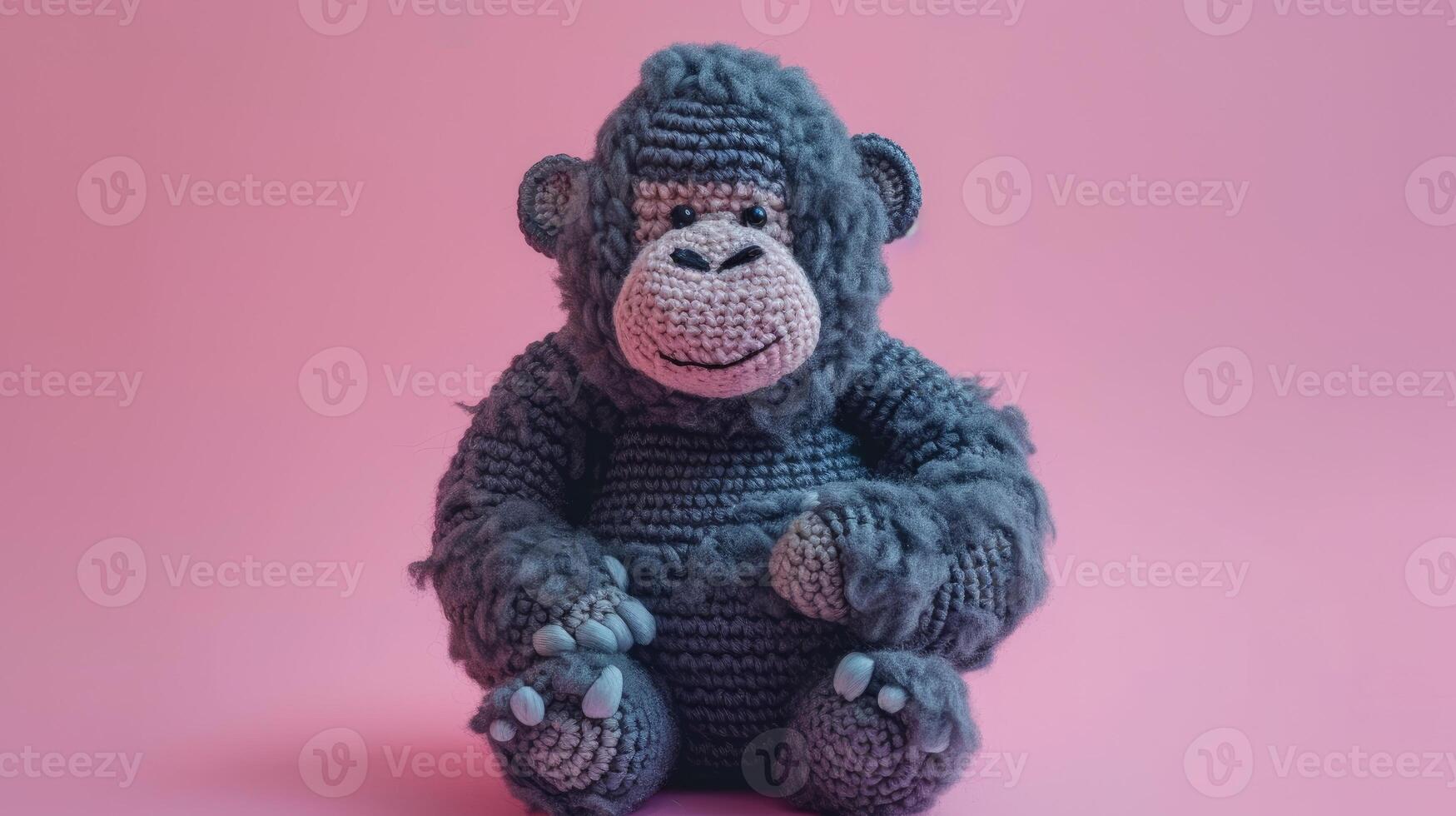 ai generiert gehäkelt Gorilla Spielzeug beschwingt Hintergrund, handgemacht und liebenswert, ai generiert foto