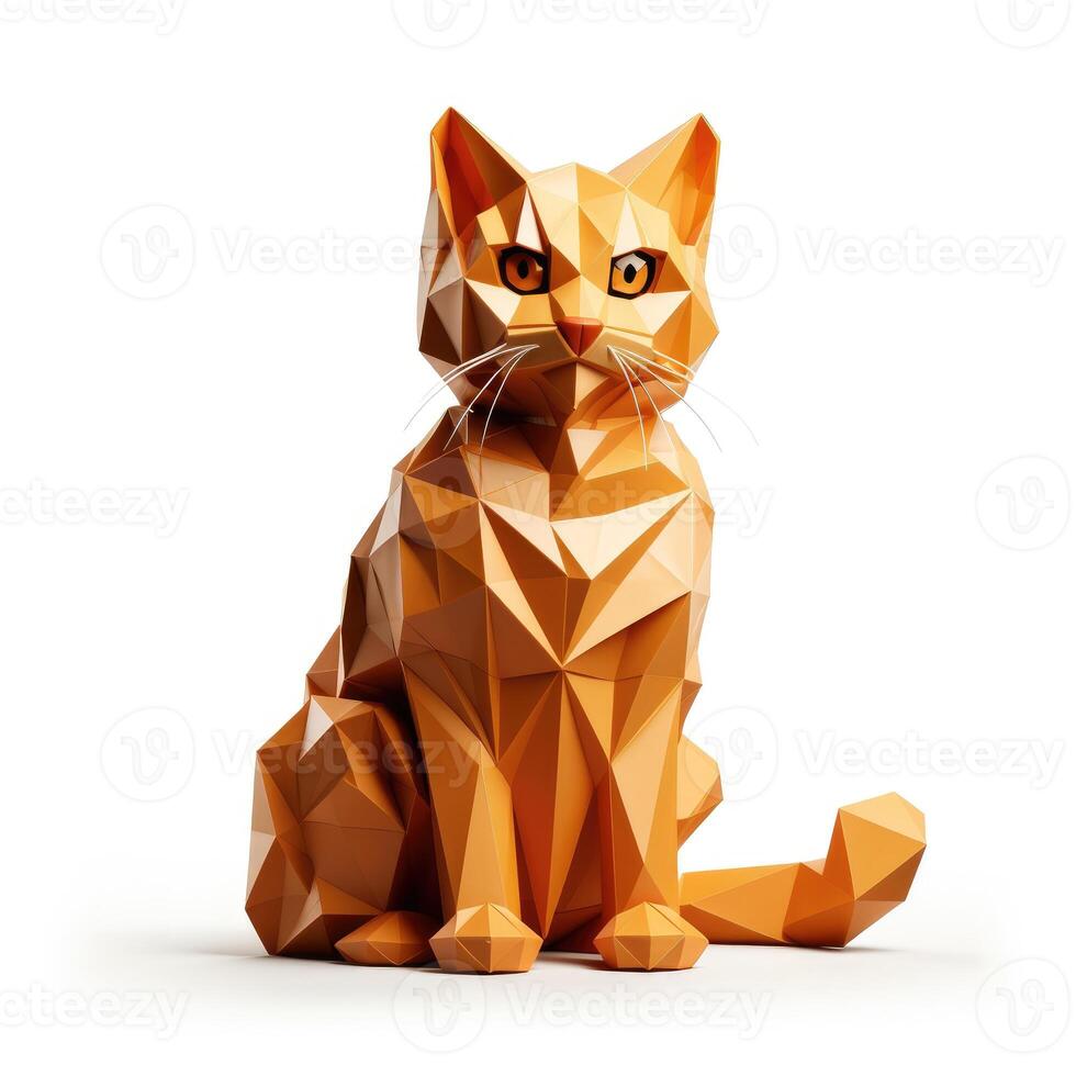 ai generiert bunt Origami Katze, einzigartig Papier Polygon Kunstwerk, Ideal Haustier Konzept, ai generiert foto