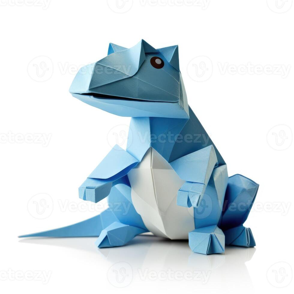 ai generiert bunt Origami Dinosaurier, einzigartig Papier Polygon Kunstwerk, Ideal Haustier Konzept, ai generiert foto